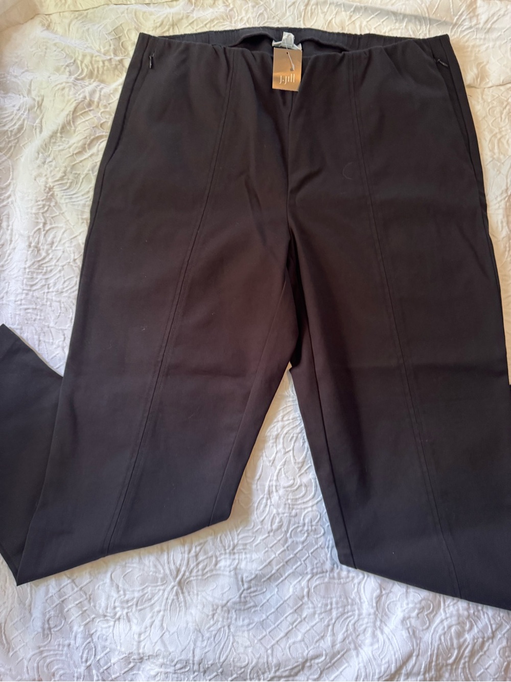J Jill Essential Cotton Pants Women’s 16T Black Pull On Straight Leg Career